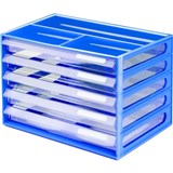 ITALPLAST A4 DOCUMENT CABNET 5 Drawer BlueberryClear