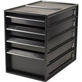 ITALPLAST 4 DRAWER OFFICE Recycled Organiser Cabinet BLACK