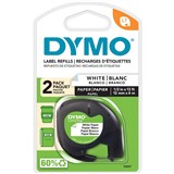 DYMO LETRATAG LABELLING TAPE PAPER 12mmx4m PEARL WHITE PK2