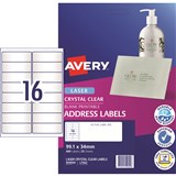 AVERY L7562 CLEAR LASER LABELS 16SHT 991x339MM PK25