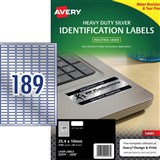 AVERY DURABLE METALLIC ASSET TAGS HEAVY DUTY SILVER LABELS L6008 254X10MM 189 UP