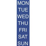 QUARTET MAGNETIC CALENDAR HEADINGS DAYS WHITE ON BLUE 50X25MM SET7