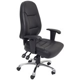 FURNX HIGH BACK TASK CHAIR BLACK PU CHROME BASE WITH ARMS