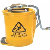 CLEANLINK HDUTY MOP BUCKET Metal Wringer 16 Litre Yellow