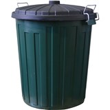 ITALPLAST GARBAGE BIN 75lt Round Green Base Black Lid
