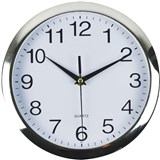 ITALPLAST WALL CLOCK 26cm Chrome Frame  White Face