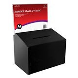 DEFLECTO BALLOT BOX A4 LANDSCAPE LOCK HEADER SMOKE BLACK
