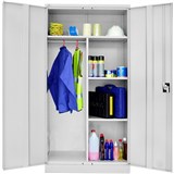 GO STEEL WARDROBE CUPBOARD METAL COMBINATION SILVER GREY