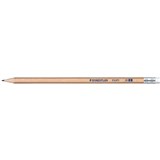 STAEDTLER NATURAL EXAM PENCIL 2B WITH ERASER TIP PK12