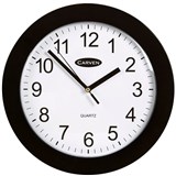 CARVEN WALL CLOCK 250mm Plastic Frame Black