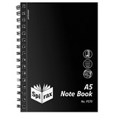 SPIRAX POLYPROPYLENE NOTEBOOK P570 A5 200 PAGE BLACK SIDE OPENING
