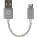 MOKI BRAIDED LIGHTNING CABLE 10CM SILVER