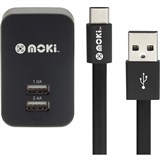 Moki TypeC Cable With Wall Charger Black