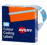 AVERY LABEL 38X25MM SIDE TAB YEAR CODE 26 LIGHT BLUE BX500