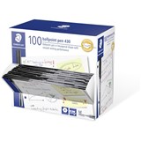 STAEDTLER 430 BALLPOINT PEN 10MM BLACK PK100