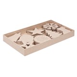 ZART PAPIER MACHE CHRISTMAS SHAPES EIGHT ASSORTED DESIGNS BROWN PACK OF 80