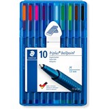STAEDTLER 437 TRIPLUS BALLPOINT PENS EXTRA BROAD 16MM ASSORTED WALLET OF 10