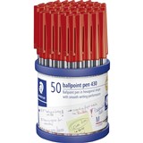 STAEDTLER STICK 430 BALLPOINT PEN MEDIUM RED CUP 50