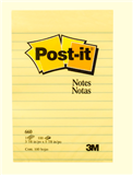 POSTIT 660 NOTE PAD LINED 98X149MM YELLOW