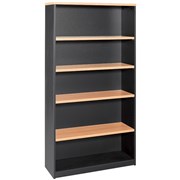 OM BOOKCASE W900 x D320 x H1800mm Beech Charcoal