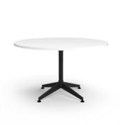 RAPIDLINE TYPHOON ROUND MEETING TABLE 1200D X 750MMH WHITE TOP ALL BLACK FRAME