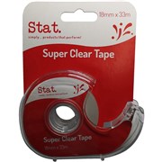 STAT TAPE DISPENSER 18mmx33m SUPER CLEAR TAPE IN DISPENSER