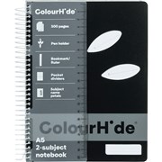 COLOURHIDE NOTEBOOK A5 2 SUBJECT 300 PAGE PP COVER BLACK
