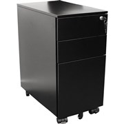 STEEL STORAGE MOBILE PEDESTAL 1 FILE 2 BOX DRAWERS H610XW300XD472MM BLACK