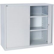 Go Steel Tambour Door Storage Cupboard Includes 2 Shelves 1200Hx900Wx473mmD White