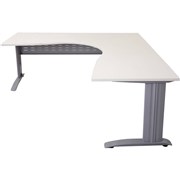 RAPID SPAN CORNER WORKSTATION NATURAL WHITE TOP WITH SILVER FRAME 1800MM X 700MM X 730MM