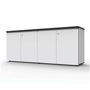 Infinity Swing 4 Door Storage Cupboard 730Hx1800Wx450mmD Natural White with Black Edge