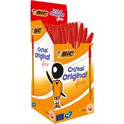 BIC CRISTAL BALLPOINT PEN FINE RED BOX OF 50