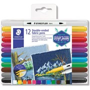 STAEDTLER DOUBLE ENDED MARKERS FABRIC ASSORTED WALLET OF 12