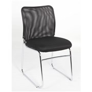 STUDIO MESH BACK VISITOR CHAIR WITH CHROME SLED BASE BLACK FABRIC SEAT MESH BACK