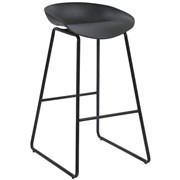 ARIES BAR STOOL WITH BLACK METAL FRAME AND POLYPROPYLENE BLACK SHELL SEAT