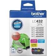 BROTHER LC432 INK CARTRIDGE 3 COLOUR VALUE PACK CYM