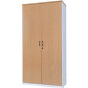 LOGAN STATIONERY CUPBOARD 900WX450DX1800MMH WHITE AND OAK