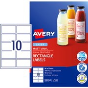 AVERY DURABLE LASER LABELS L7148 96X51MM RECTANGLE WHITE 10UP PK10
