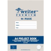 WRITER PREMIUM PROJECT BOOK A4 96 PAGE PLAIN  8MM RULED RED MARGIN BANANA