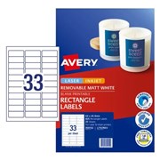 AVERY L7157REV LASER LABELS REMOVABLE 33SHT 64X243MM