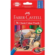 FABERCASTELL CLASSIC COLOUR PENCILS AND SHARPENER ASSORTED PACK OF 36