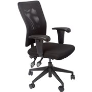 RAPIDLINE OPERATOR CHAIR ERGONOMIC MESH BACK WITH ARMS BLACK FABRIC SEAT BLACK MESH