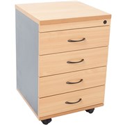 RAPIDLINE 4 DRAWER MOBILE PEDESTAL WITH LOCK BEECH  IRONSTONE
