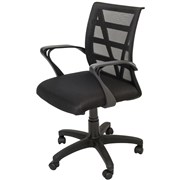 VIENNA MESH MEDIUM BACK OFFICE CHAIR WITH ARMS BLACK FABRIC SEAT BLACK MESH BACK