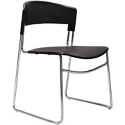 ZOLA STACKABLE MEETING CHAIR CHROME SLED BASE BLACK POLYPROPYLENE SEAT AND BACK