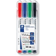 STAEDTLER 341 LUMOCOLOR WHITEBOARD MARKER BULLET 12MM ASSORTED WALLET OF 4