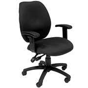 SABINA TYPIST CHAIR HIGH BACK WITH ARMS BLACK FABRIC