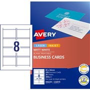 AVERY QUICK  CLEAN BUSINESS CARDS C3201525 8 PSHT INKJET MATTE PK200