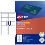 AVERY QUICK  CLEAN BUSINESS CARDS C3201125 10 PSHT BLACK AND WHITE PK250