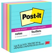 POSTIT RULED MIAMI 6756SSMIA SUPER STICKY NOTES 100X100MM SUPERNOVA MIAMI PK6